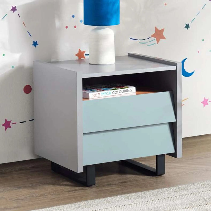 Orwella Kids Nightstand With 2 Drawer - Light Grey Blue