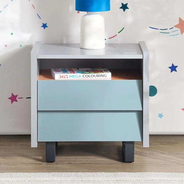 Orwella Kids Nightstand With 2 Drawer - Light Grey Blue