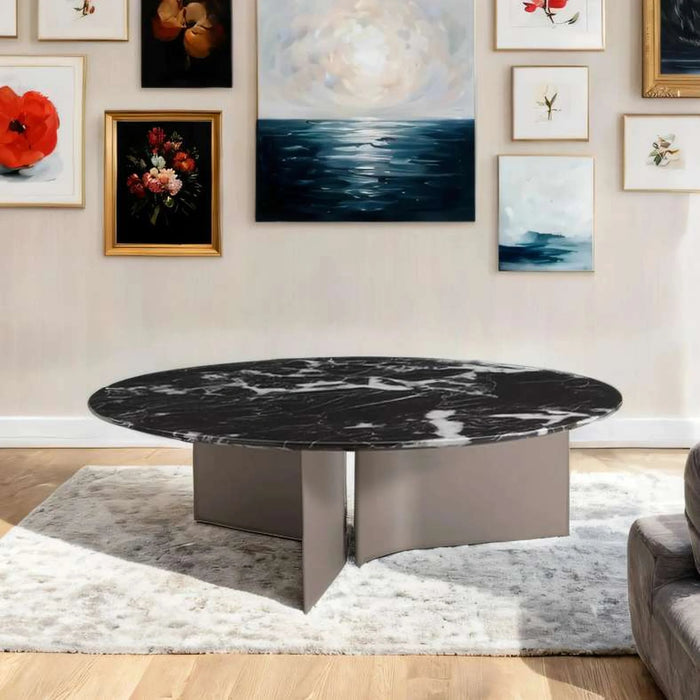 Osanio Coffee Table Large Marble - Black Brown Gold