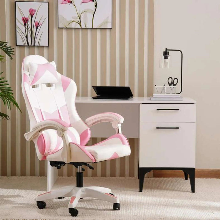 Osborne Gaming Chair - White Pink Pan Home