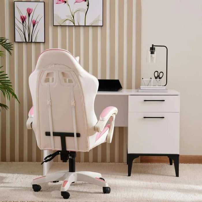 Osborne Gaming Chair - White Pink Pan Home