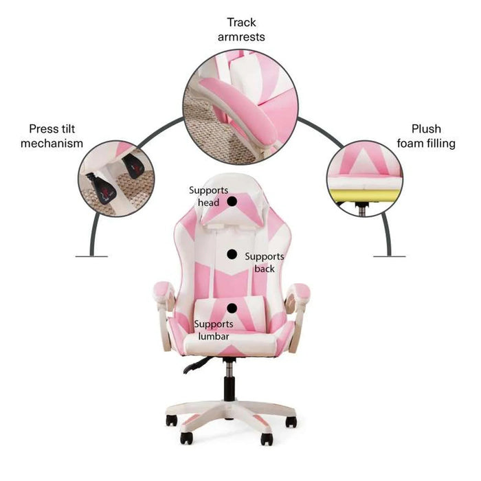 Osborne Gaming Chair - White Pink Pan Home