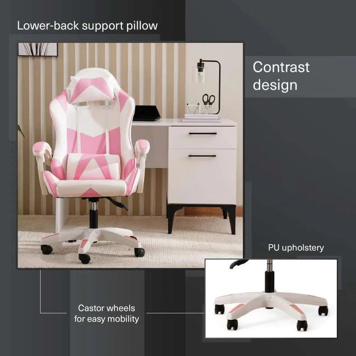 Osborne Gaming Chair - White Pink Pan Home