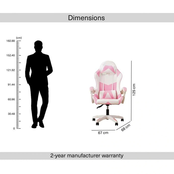 Osborne Gaming Chair - White Pink Pan Home