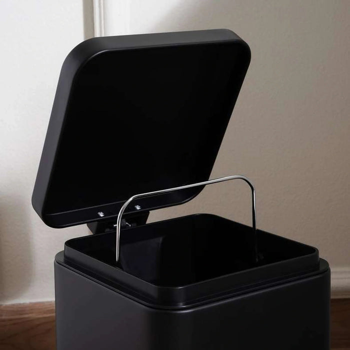 Oscar Metal Pedal Bin 27X20.3X30.2Cm 6L - Black Pan Home