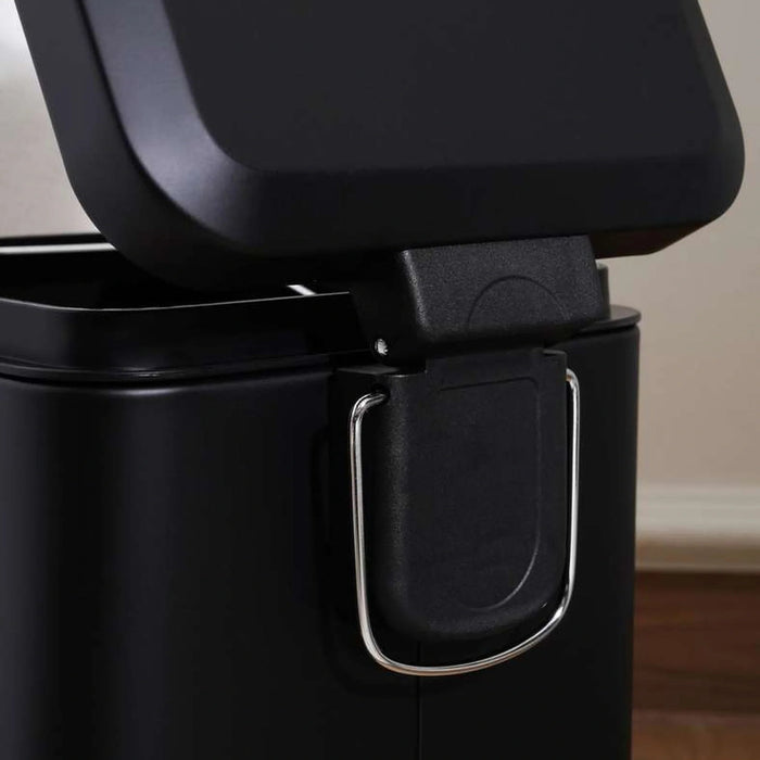 Oscar Metal Pedal Bin 27X20.3X30.2Cm 6L - Black Pan Home