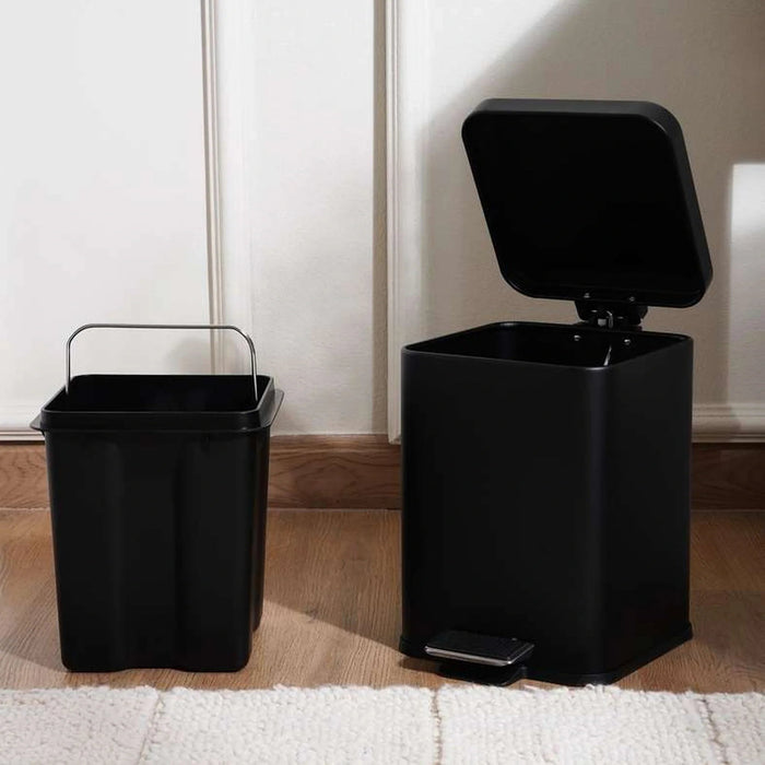 Oscar Metal Pedal Bin 27X20.3X30.2Cm 6L - Black Pan Home