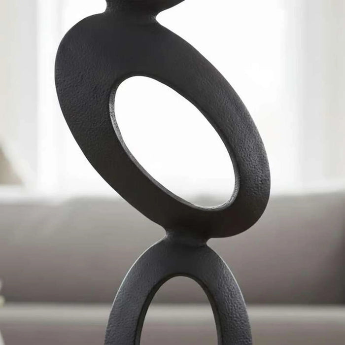 Osha Metal Circle Stacked Sculpture 20X10X55Cm - Black Pan Home