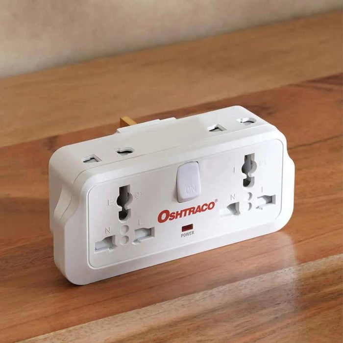 Oshtraco 2 Way Universal + X2Pin Socket 6Cm - White Pan Home
