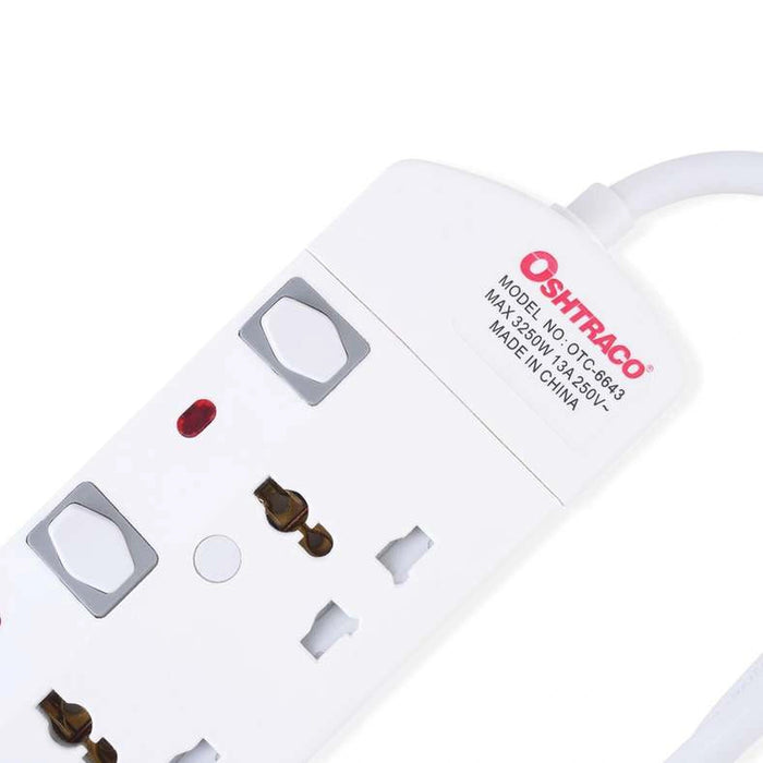 Oshtraco 3-Plug Universal Extension 1.5M Cable Pan Home