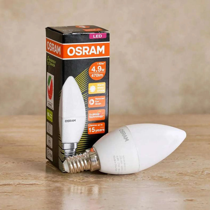 Osram 4.9W E14 Candle Bulb Frosted Warm White