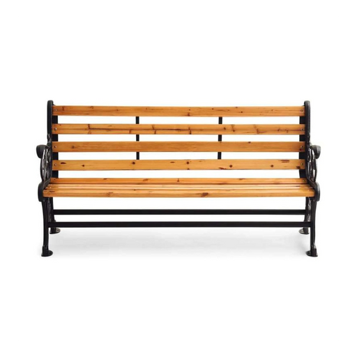 Osuka Outdoor Cast Iron 3 Seater Bench - Brown Pan Home