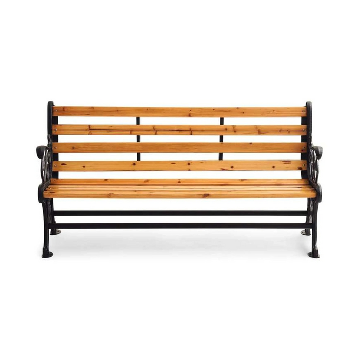 Osuka Outdoor Cast Iron 3 Seater Bench - Brown Pan Home