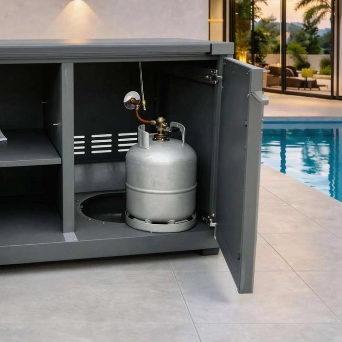 Oven Outdoor Kitchen With Counter & Particular-Grey Wooden Pan Home