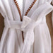 Oyster Stich Premium Turkish Cotton Shawl Collar Bathrobe -L/Xl- White/Beige Pan Home