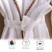Oyster Stich Premium Turkish Cotton Shawl Collar Bathrobe -S/M- White And Beige Pan Home