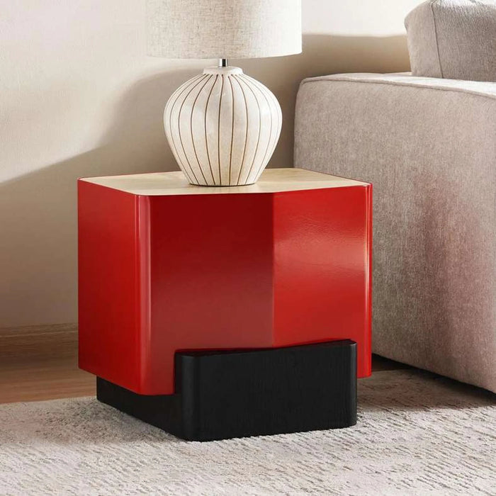 Ozbeg End Table Sintered Stone - Natural & Red