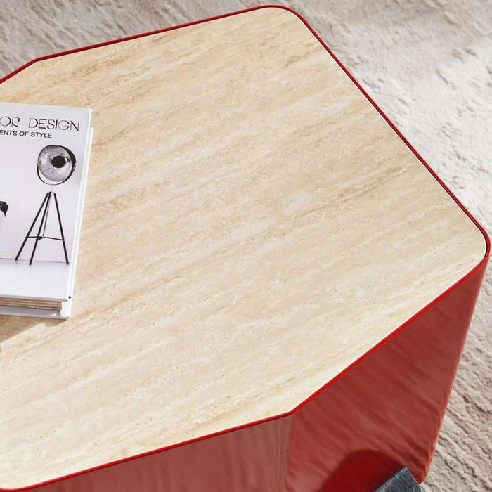 Ozbeg End Table Sintered Stone - Natural & Red
