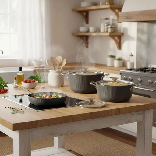 Ozo 7-Piece Cookware Set - Grey Pan Home