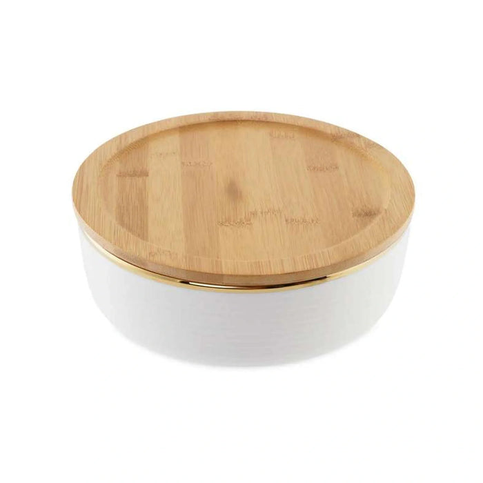 Paco Round Serving Bowl With Bamboo Lid 2L - White