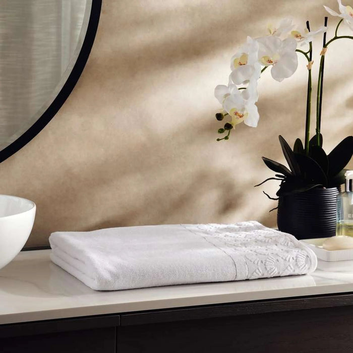 Palm Border Jacquard 500 Gsm Bath Sheet 90X180 Cm - Beige