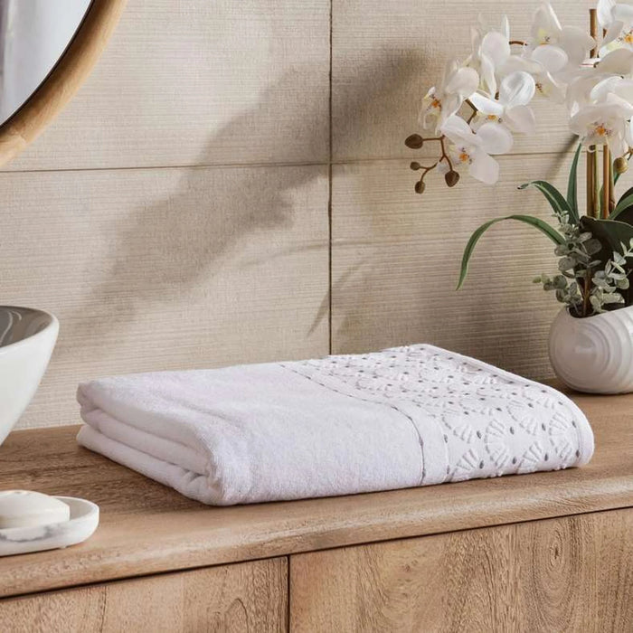 Palm Border Jacquard 500 Gsm Bath Sheet 90X180 Cm - Grey