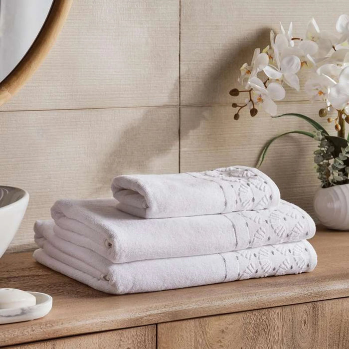 Palm Border Jacquard 500 Gsm Bath Towel 70X140  Cm - Grey