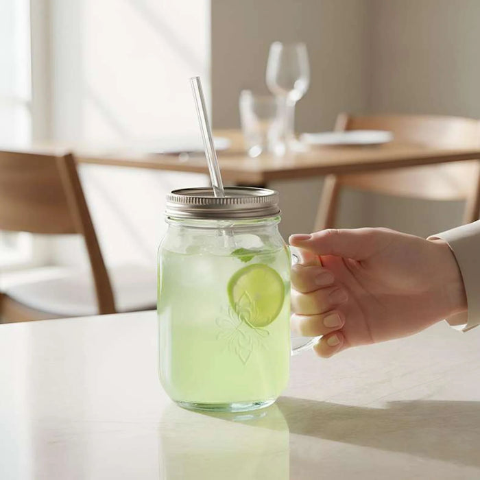 Pandora Recycled Glass Mason Jar 550Ml -Light Green