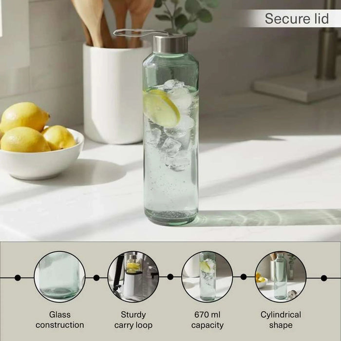 Pandora Recycled Glass Water Bottle 670Ml -Light Green Pan Home