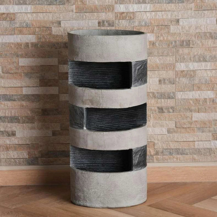 Paradise Resin Floor Fountain With 2 Meter Wire And Led  38.5X38.5X82.5Cm - Grey Pan Home