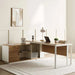 Paramus Executive Desk With Side Cabinet Melamine - Natural & White Pan Home