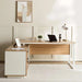 Paramus Executive Desk With Side Cabinet Melamine - Natural & White Pan Home
