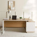 Paramus Executive Desk With Side Cabinet Melamine - Natural & White Pan Home