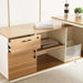 Paramus Executive Desk With Side Cabinet Melamine - Natural & White Pan Home