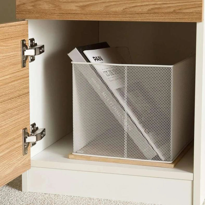 Paramus Office Desk With Side Cabinet Melamine - Natural & White Pan Home