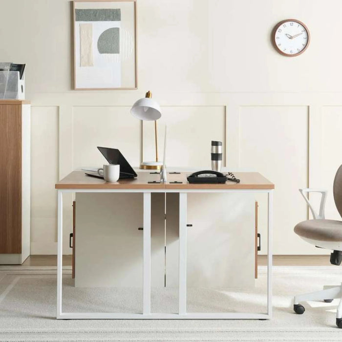Paramus Office Work Station For 2 Person Melamine - Natural & White