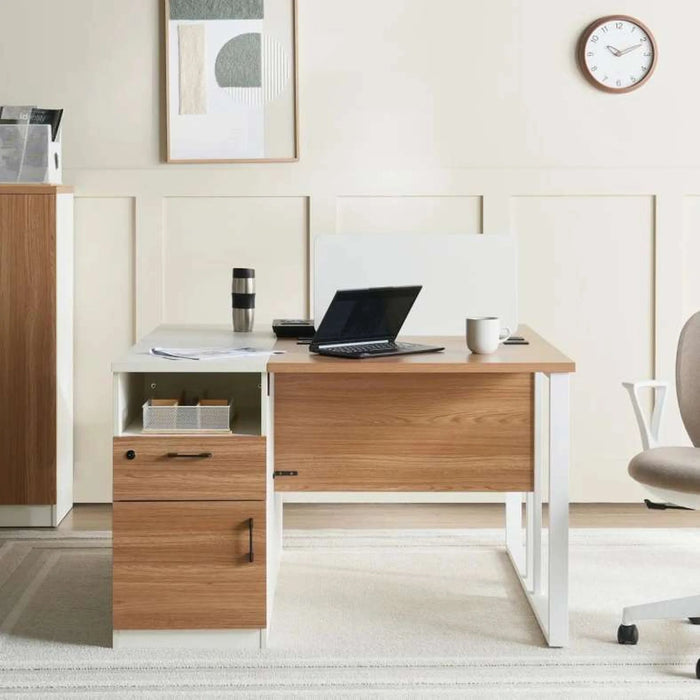 Paramus Office Work Station For 2 Person Melamine - Natural & White