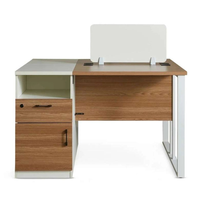 Paramus Office Work Station For 2 Person Melamine - Natural & White