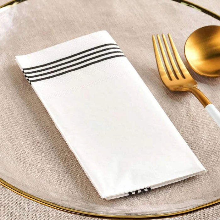 Park Lane Border S/30 Paper Napkin - Navy Blue