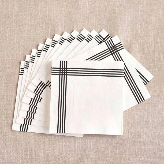 Park Lane Border S/30 Paper Napkin - Navy Blue