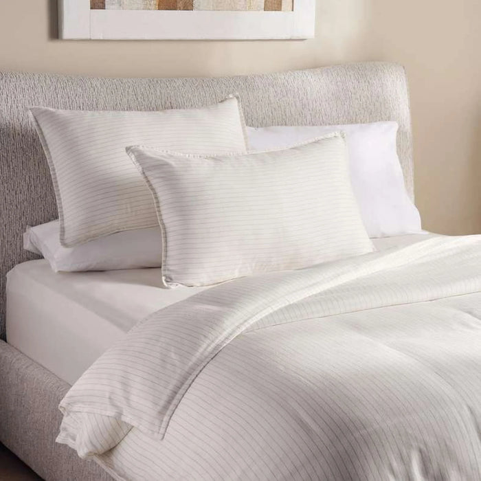 Park Lane Woven Stripe 3-Piece Super King Duvet Cover Set 260X220Cm - Off White