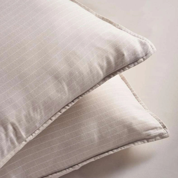 Park Lane Woven Stripe 3-Piece Super King Duvet Cover Set 260X220Cm - Stone