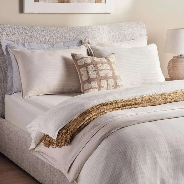 Park Lane Woven Stripe 3-Piece Super King Duvet Cover Set 260X220Cm - Stone