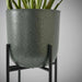 Parsley Metal Textured  Planter With Stand 23X23X56Cm - Black Pan Home