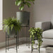 Parsley Metal Textured  Planter With Stand 28X28X71Cm - Black Pan Home