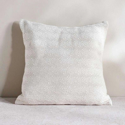 Patio Structured Jacquard  Indoor / Outdoor Filled Cushion 50X50Cm- Ivory Pan Home