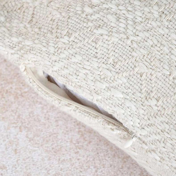 Patio Structured Jacquard  Indoor / Outdoor Filled Cushion 50X50Cm- Ivory Pan Home