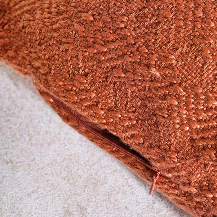 Patio Structured Jacquard  Indoor / Outdoor Filled Cushion 50X50Cm- Rust Pan Home