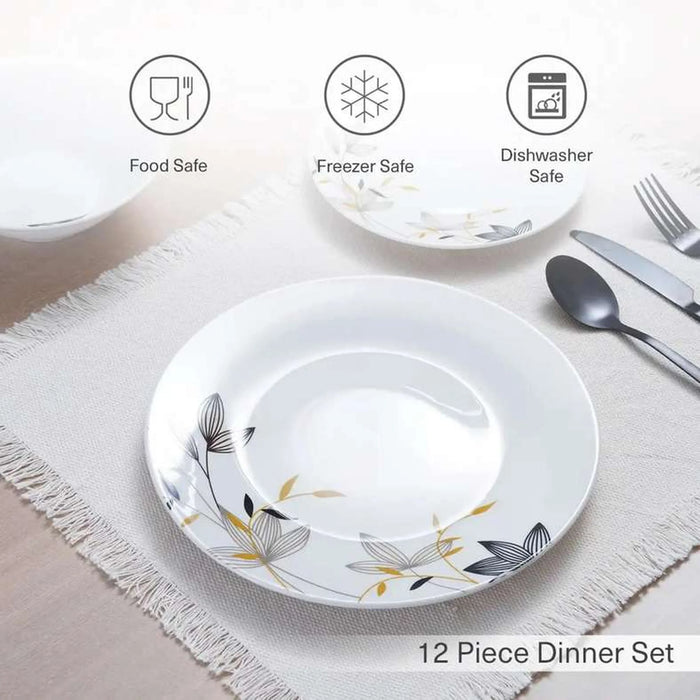 Patrin 12-Piece Porcelain Dinner Set - White