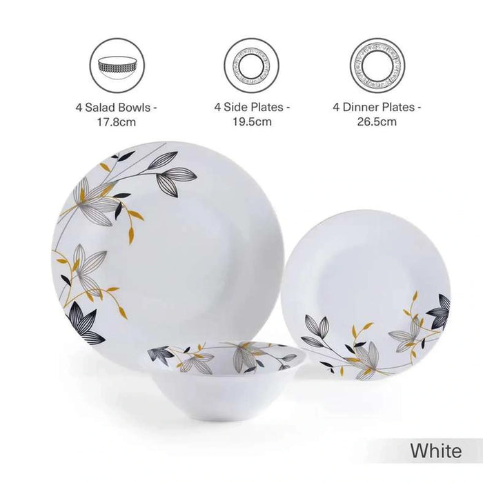Patrin 12-Piece Porcelain Dinner Set - White